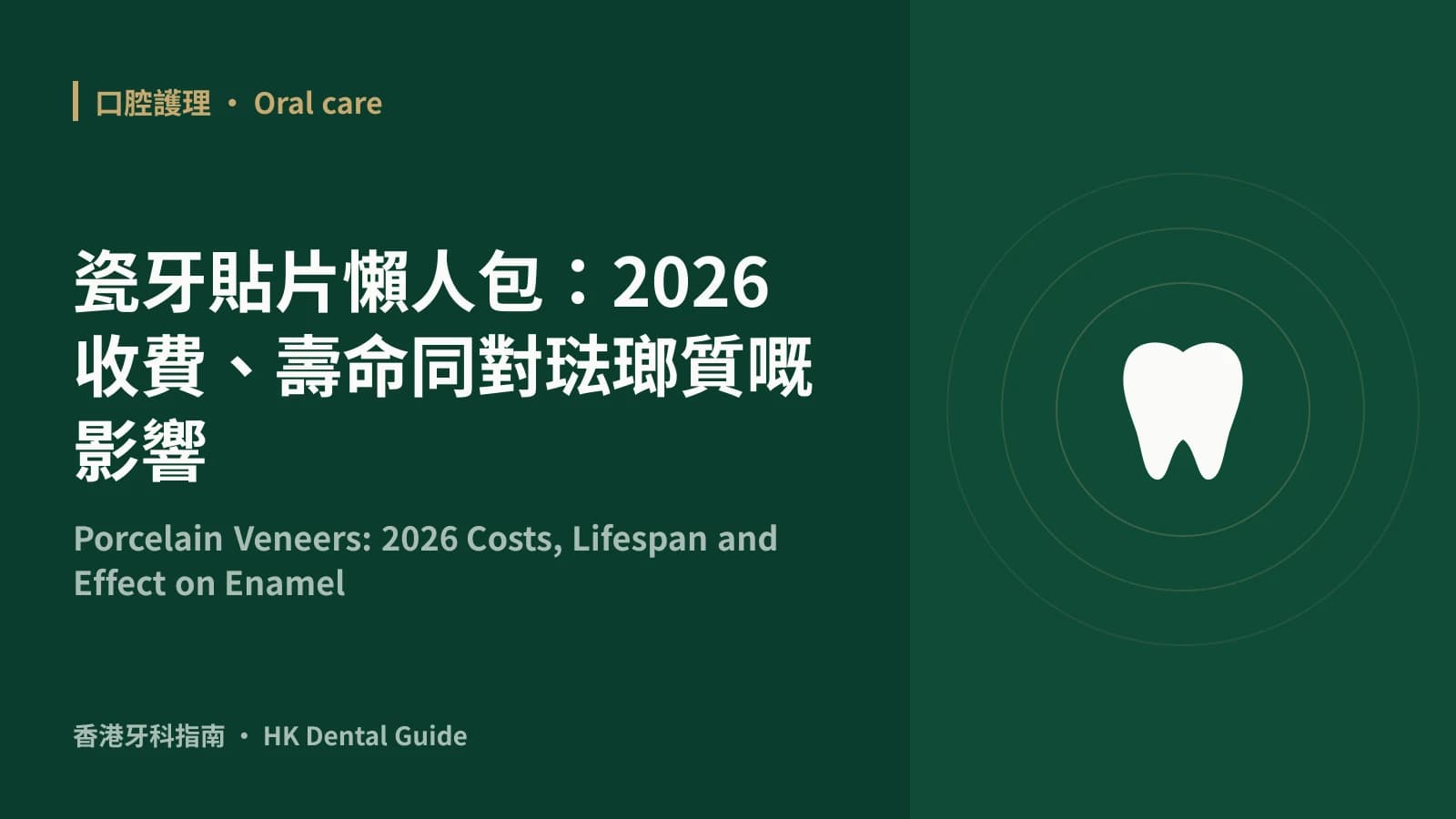 瓷牙貼片懶人包:2026 收費、壽命同對琺瑯質嘅影響