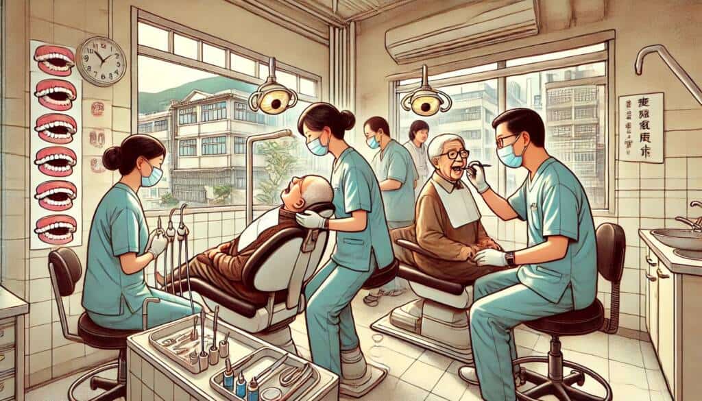 Elderly patient receiving dental care at a Hong Kong Care Fund subsidised dental clinic
